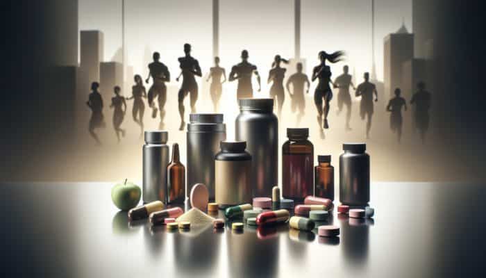 How to Use Caffeine Supplements Safely: Variety of caffeine supplements in capsules, tablets, and powders on a modern table, with energized athletes, students, and professionals in background.