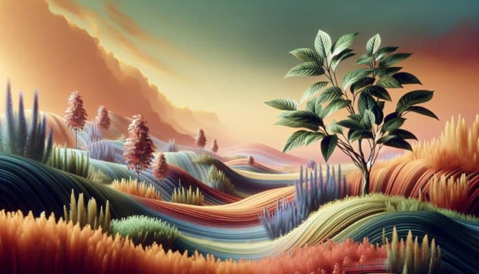 Maximizing Ashwagandha Benefits: Ashwagandha plants in a serene Indian landscape, symbolizing balance and resilience in Ayurveda.